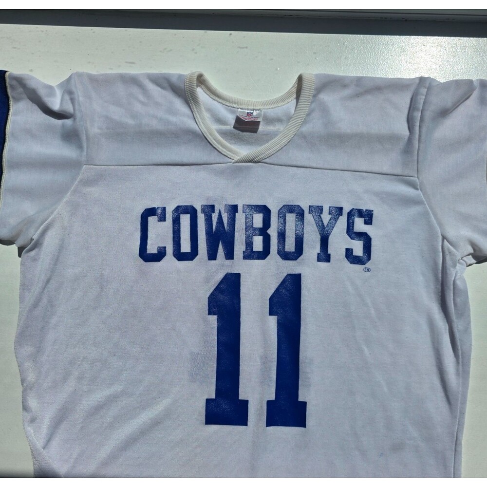 Vintage NFL Dallas Cowboys Jersey Rawlings #11 Danny White 80s XL White Blue USA